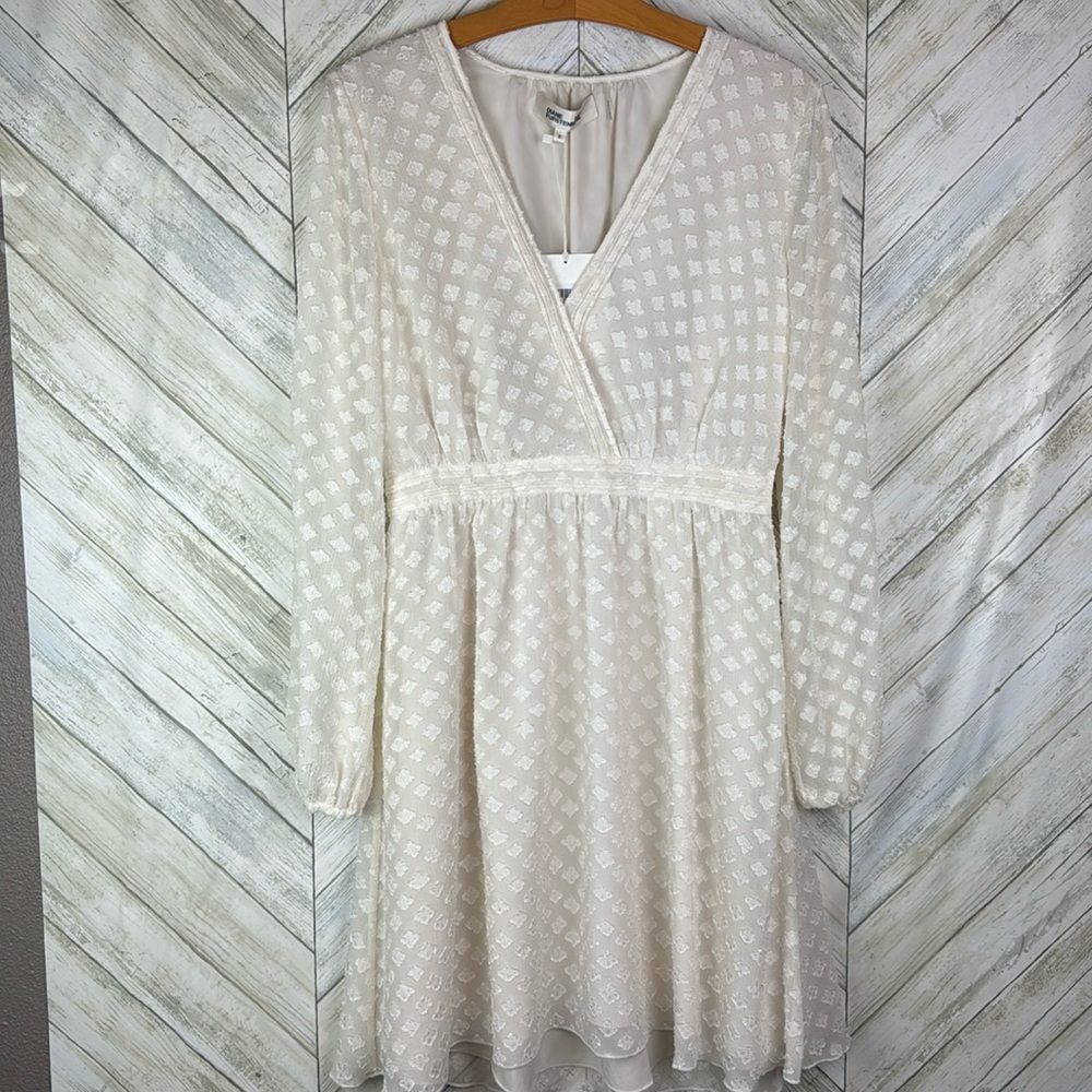 NWT DVF Diane von Furstenberg Celia Ivory cream faux wrap dress burnout …